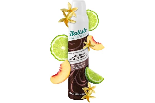 Batiste Dry Shampoo for Dark Hair, For Brown & Auburn Hair, 200-ml, Blends Seamlessly with no White Residue, Instantly Refres