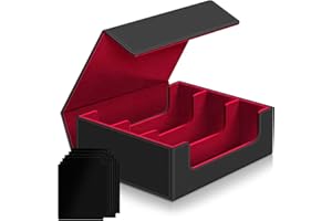 KITOYZ Card Deck Case for Trading Cards，Card Storage Box Holds 1800+ Single Sleeved Cards,PU Leather Magnetic Closure Commander Card Boxes Magic Card Holders Fit for Game Cards and Sport Cards (Black&Red)