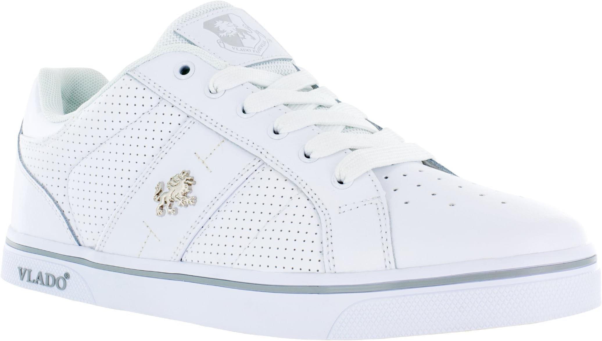 VLADO Footwear Men's Classic White Action Leather Low Top Sneaker US 7.5