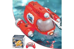 PLIOPYIK Remote Control Boat for Kids, Mini RC Boat Swimming Pool Toys,2.4GHZ rc Submarine with Rechargeable Batteries and Led Lights for Kids 4-18 Years (red)