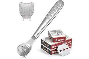 Folklyzo 52 Pieces Foot Shaver Callus Remover Pedicure Tools - Hard Skin Remover for Hand and Feet With 50 Blades, 1 Stainles