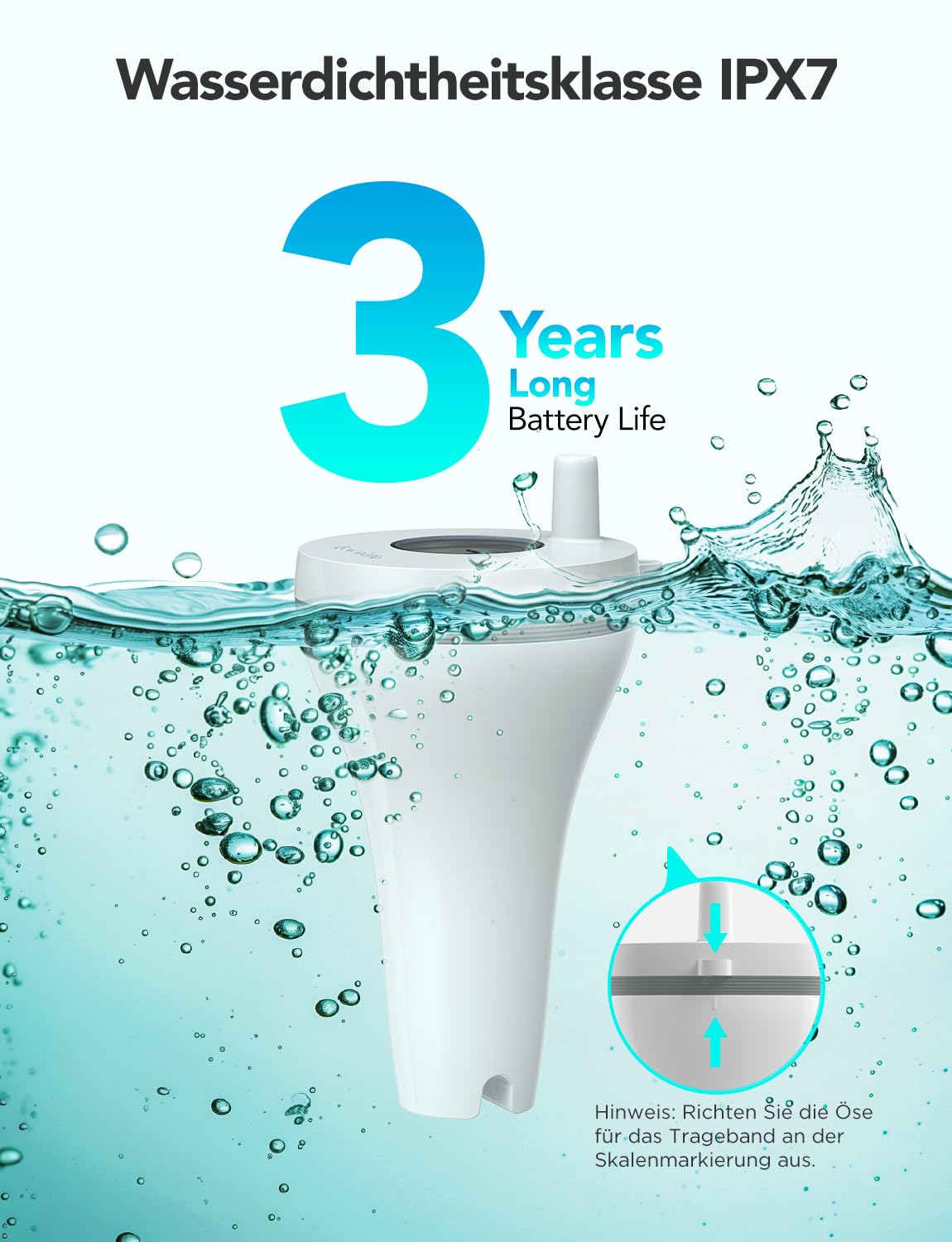 GoveeLife WLAN Pool thermometer mit App, Schwimmendes Funk Wasserthermometer Digitale mit Wasserdichtigkeit nach IPX7, Benachrichtigungsalarm für Badewanne, Aquarium, Whirlpool und Spa 6