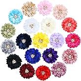 inSowni 20 Piecess Silk Satin 8cm / 3" Rhinestone Pearl Big Rose Flower Alligator Hair Clips Duckbill Hair Barrettes Floral Hair Bows Accessories for Baby Girls Toddlers Kids Teens Women