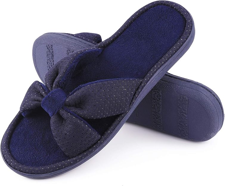 Women's Comfort Memory Foam Slide Slippers Chic Terry
