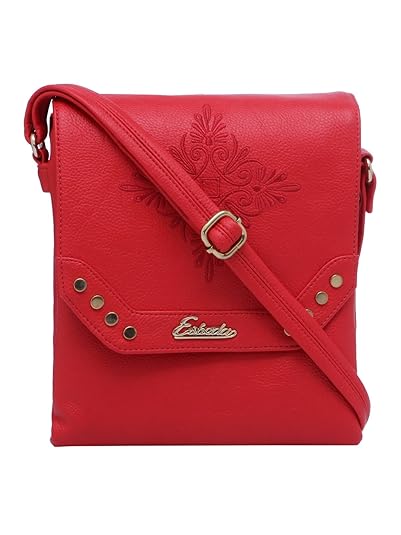 ESBEDA Red Solid Pu Synthetic Material Slingbag For Womens