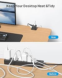 Desk Clamp Power Strip, Surge Protector with 5 AC