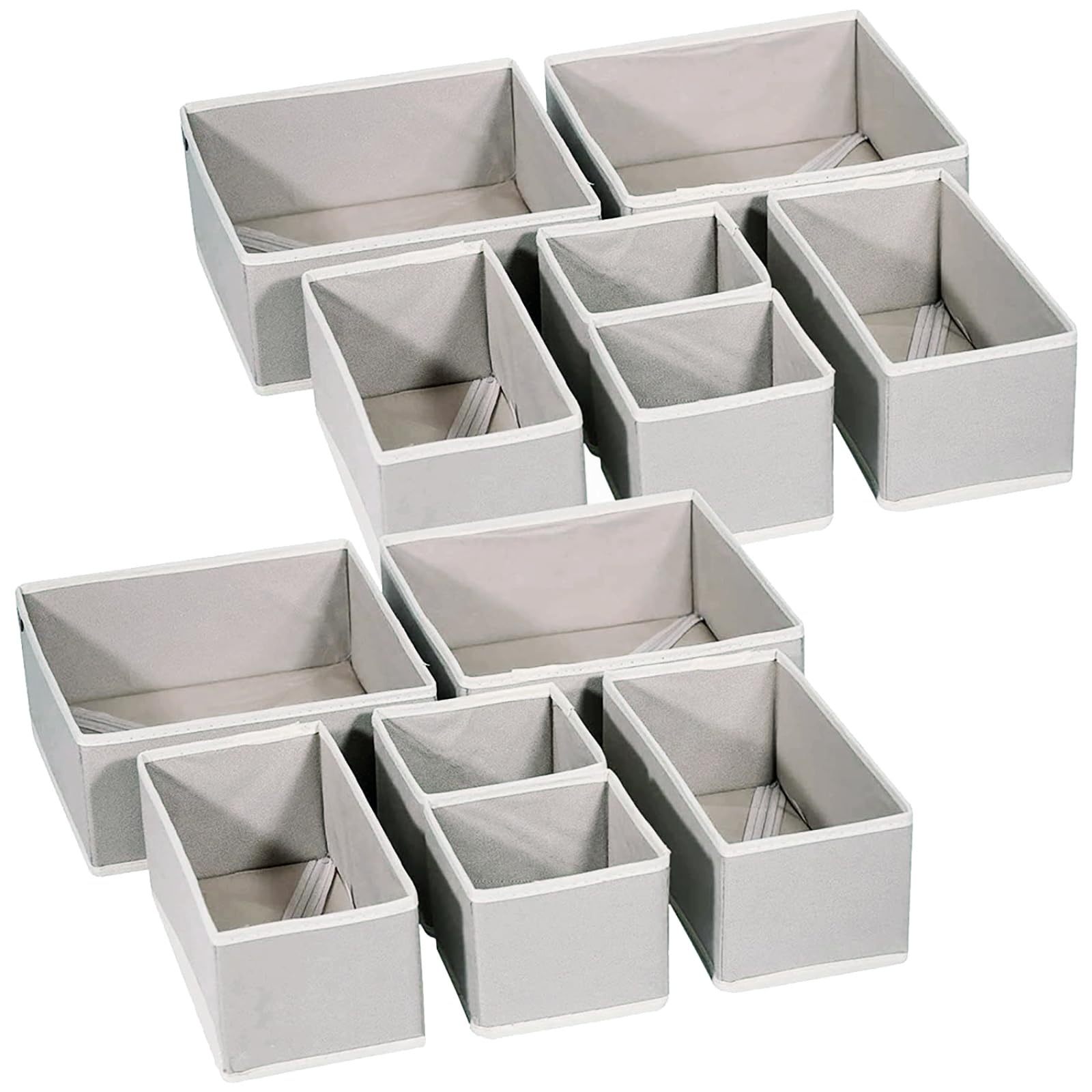 wintfarm Clothes Drawer Organisers, 12 Pack Folding Drawer Dividers, for Bedroom Fabric Underwear & Shirt Organiser (Grey)