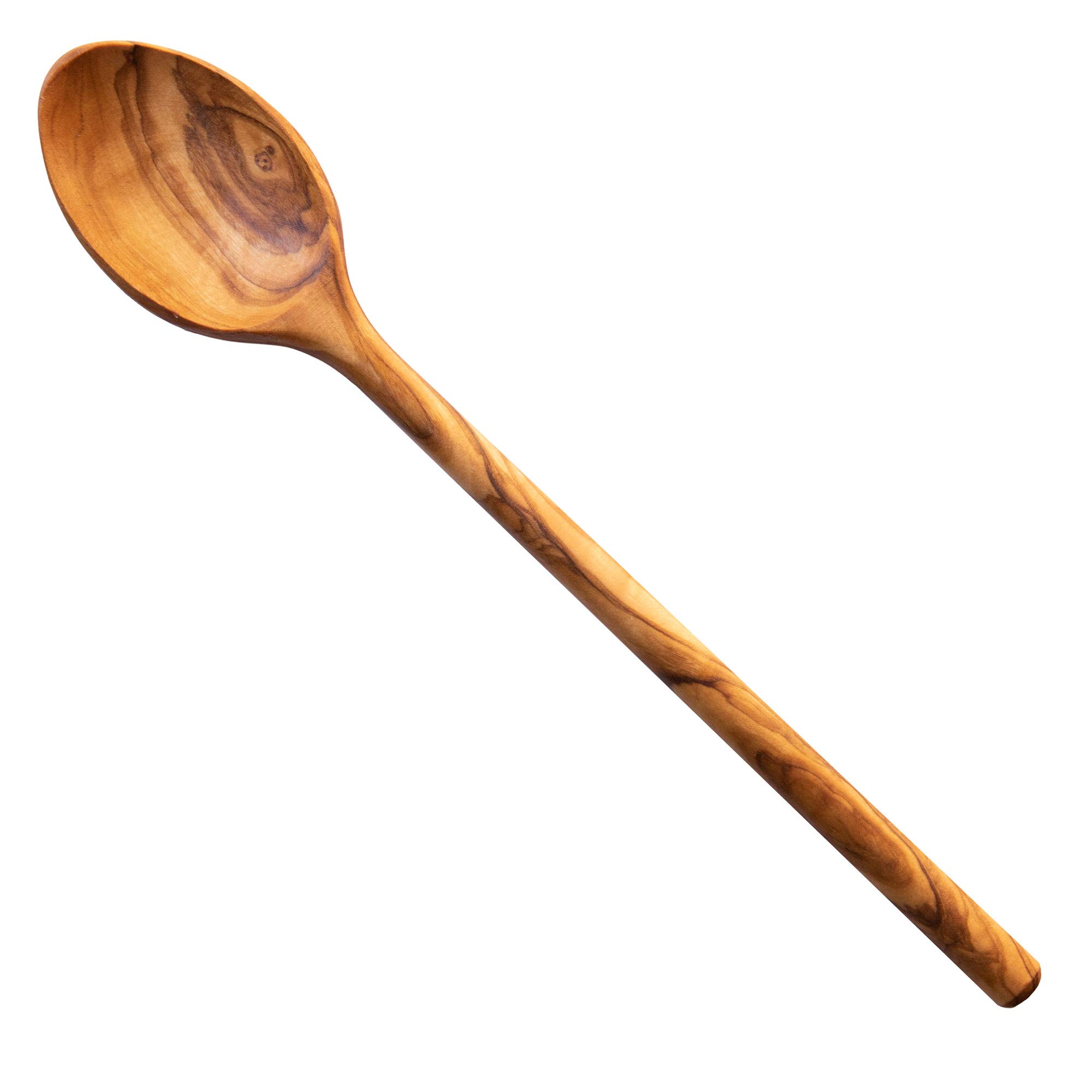 Photo 1 of 12 Inch Olive Wood Cooking Spoon, Natural and Organic Olivewood for Pasta, Mixing - Quality Handmade Wooden Kitchen Gift