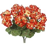 CISDUEO 2 Pcs Artificial Geranium Flowers for Outdoors Silk Geraniums Fall Flowers Orange Geranium Bush Faux Flowers for Outdoor Planter Decor Indoor Garden Porch Grave Cemetary Table Centerpiece