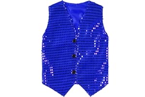 KKmeter Boys Girls Sequin Waistcoat Sleeveless Hip-hop Jazz Dance Stage Performance Costume Vest Tops