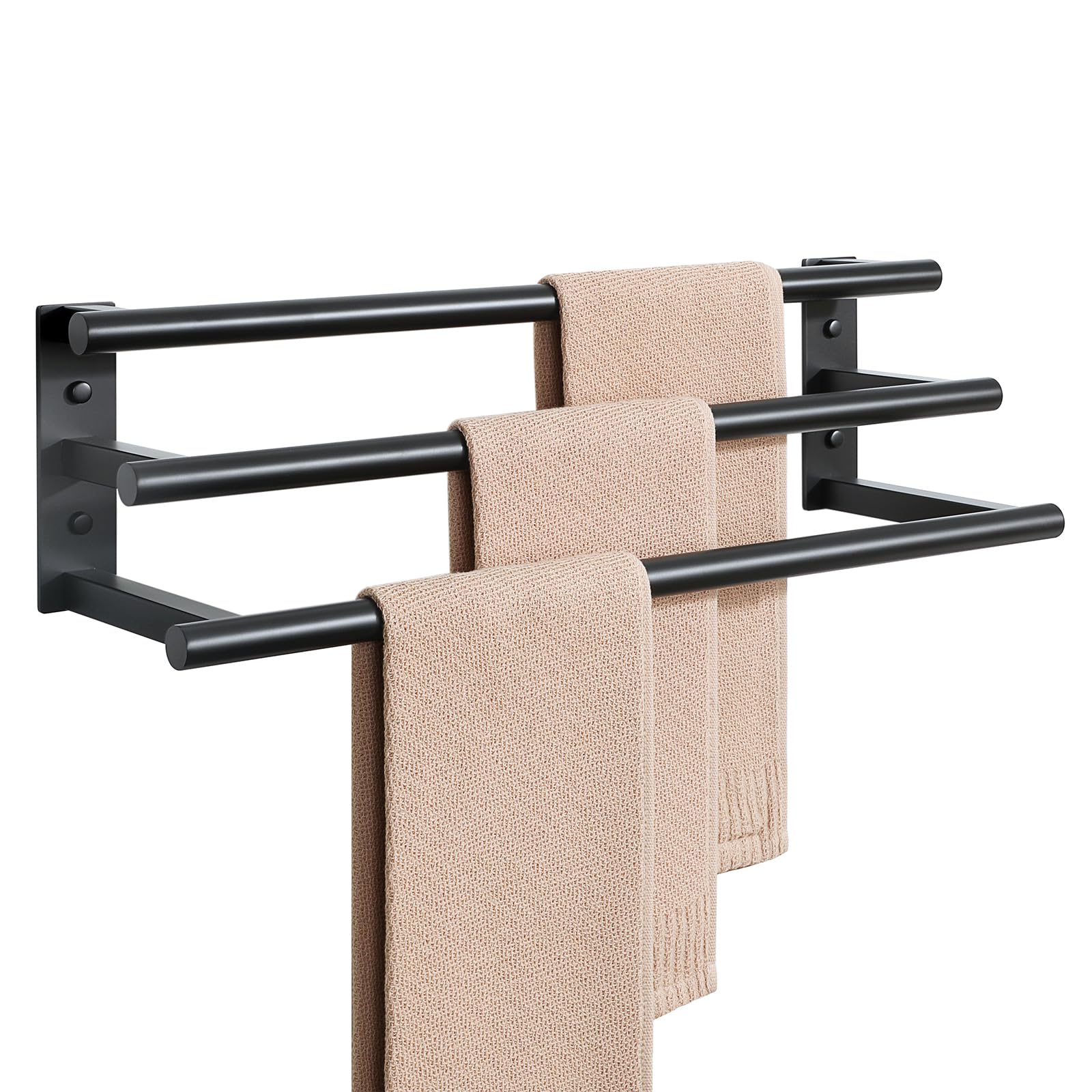 Photo 1 of Alise Bath 3 Towel Bars,Towel Rack Towel Holder for Bathroom Lavatory,Wall Mount Heavy Duty SUS304 Stainless Steel Towel Hanger Towel Rail,Matte Black Towel Three Hanging Rods,GDL7603-B 24-Inch