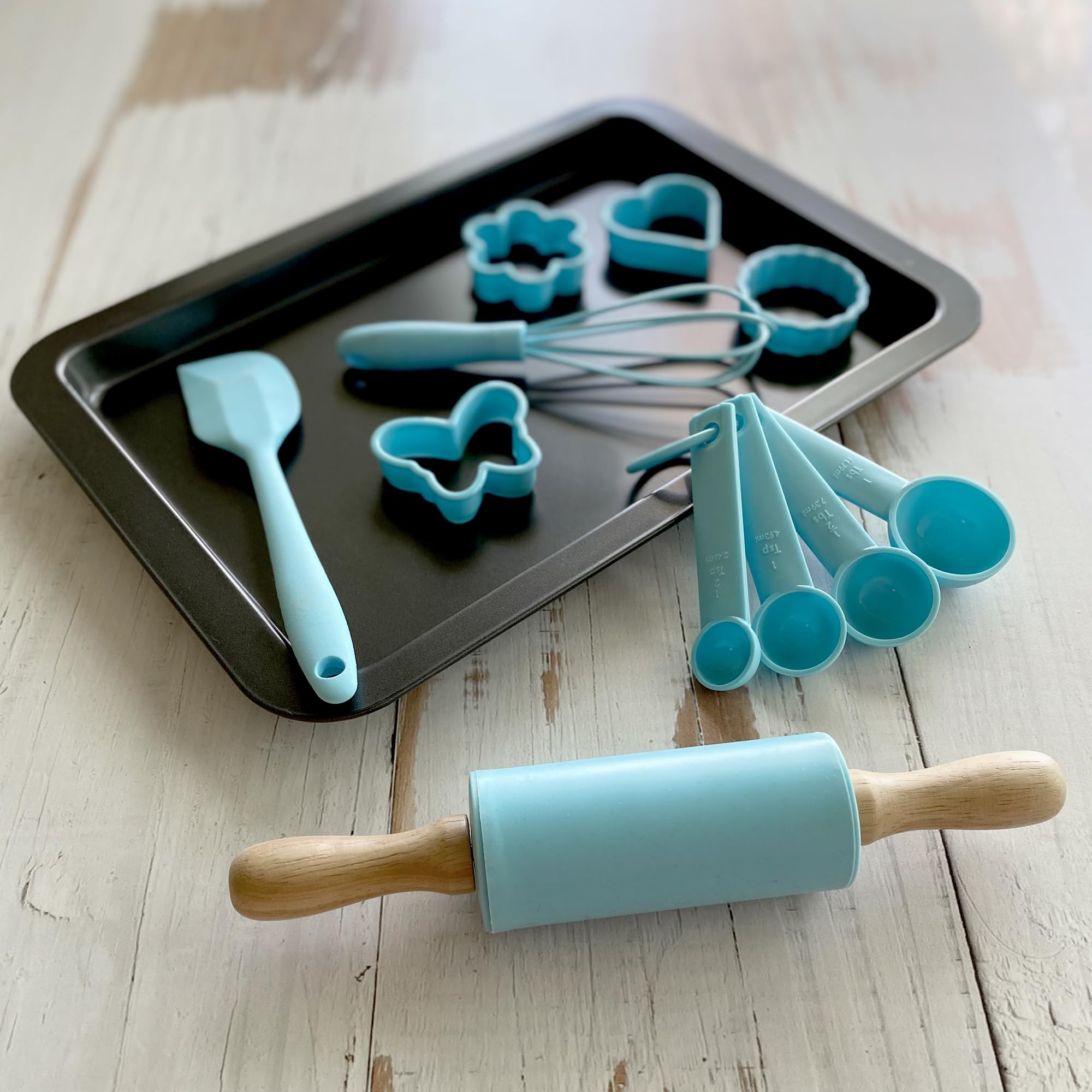 R&M International 2246 Junior 12-Piece Bakeware Set, Includes Pan, Rolling Pin, Tools and Cookie Cutters