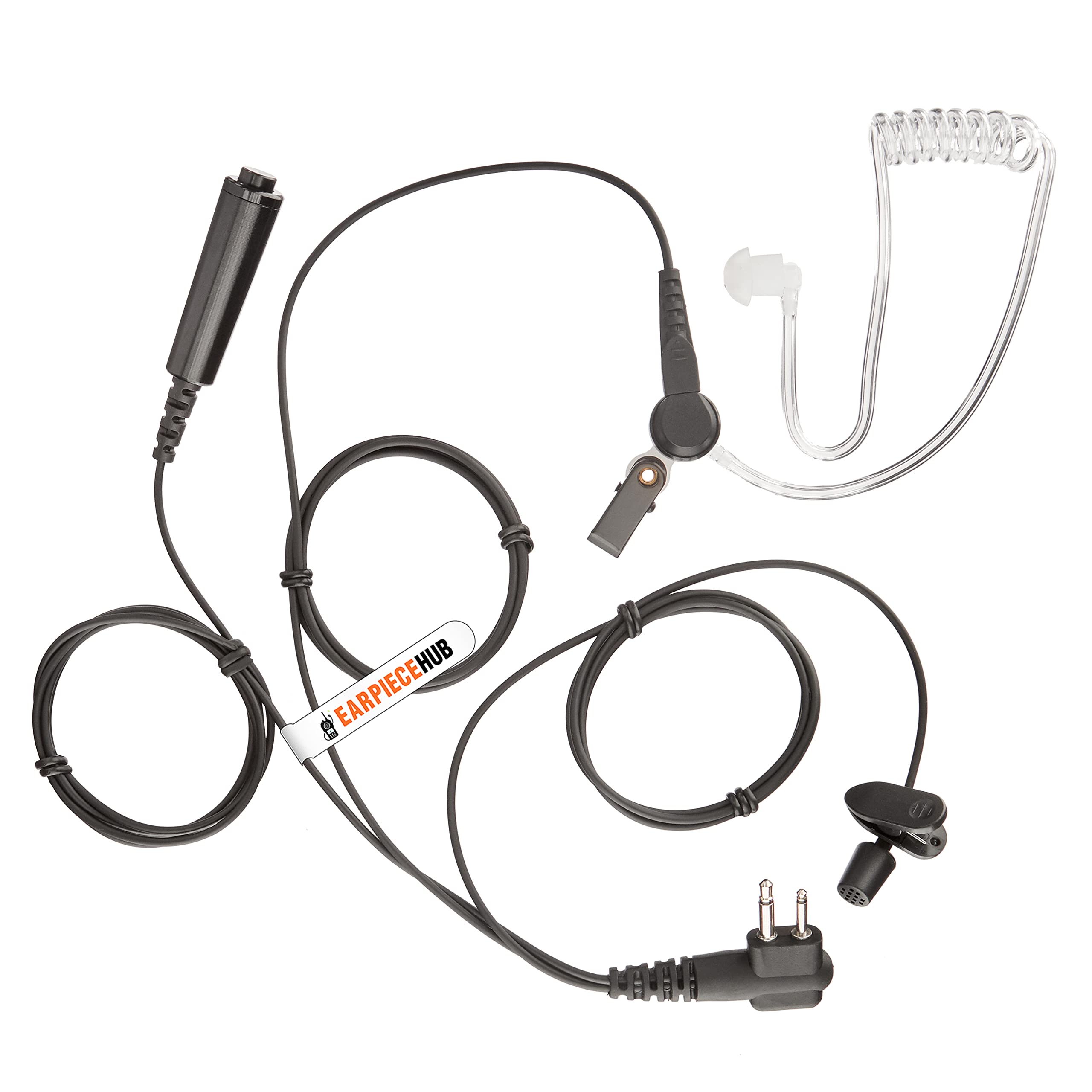 EarpieceHub 3 Wire Earpiece [ Covert Acoustic Headset ] Compatible with Motorola 2 Pin Radio CP040, CP140, GP300, XTN, DTR 2 Way Radio