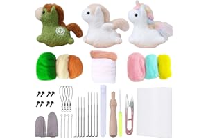 DEUXPER Needle Felting Kit Beginner, DIY Unicorn Wool Needle Felting Tools with Instruction and Complete Tools, DIY Needlework Craft Party Supplies for Starter Adults Kids