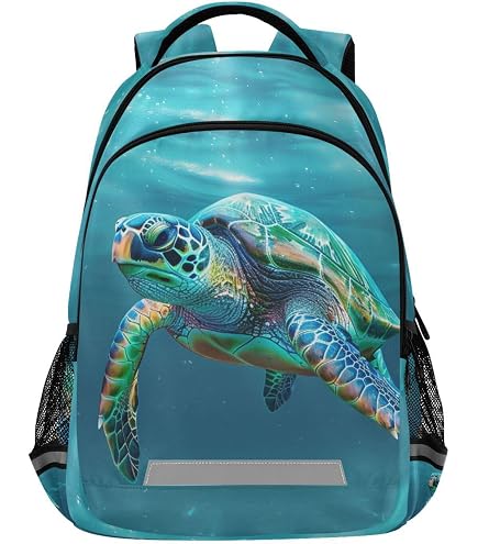 Sea Turtle Backpack for Boys Ocean Lovers Multi-Pocket Polyester Bookbag Amazon.com | Sea Turtle Tortoise Backpack for Boy Girl  main image 3