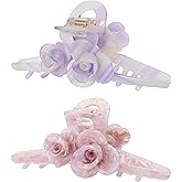 SINIDE Acetate Tortoise Shell Hair Claw Clips, Large Cellulose Celluloid Flower Claw Clip for Women Banana Barrettes Clips Non-slip Jaw Clamps Fashion Accessories for Long Thick Thin Hair (2 Pack)