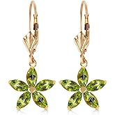 Galaxy Gold GG 14k Solid Gold Leverback Earrings with Natural Peridots