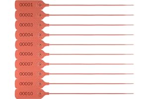 UBICON Sturdy Tamper-Proof Security Seals with Easy Read Numbers - 100 Pack of Disposable Plastic Seals for Trucks, Trailers, Shipments, Cash Bags, and Fire Extinguishers, 12 Inches (Red, 10)