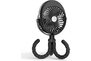 COMLIFE 2025 Upgarded 4000mAh Misting Baby Stroller Fan, Rechargeable Battery Operated,Max 15Hrs Cooling,50ml Portable Water Sprayer Misting Fan with Flexible Tripod Clip on Car Seat Crib Treadmill Bunk Bed
