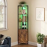 Lifewit Corner Shelf with LED, 5 Tier Corner Storage Cabinet with Doors, 68" Tall Corner Bookshelf Display Stand Rack for Liv