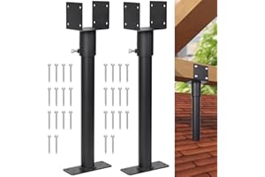 BTRAM 2 Pack 304 Stainless Steel 3.6" Heavy Duty Saddle Roof Riser for Patio Pergolas, 18-1/4" High (Black)