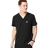 FIGS Chisec Scrub Top for Men – 3 Pockets, Tailored Fit, Squared V-Neck, 4-Way Stretch, Moisture-Wicking – Black, XX-Large