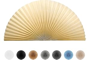 MALOKI Half Circle Window Shade Self Adhesive Arch Window Shade for Circle Window Light Filtering No Drill Arched Semi Circle Half Moon Pleated Window Covering for Living Room (1, Beige, 36x18inch)