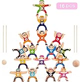 moopok Wooden Stacking Toys,16Pcs Circus Hercules Acrobatic Troupe Interlock Toy,Balancing Building Blocks Game Toddler Puzzl