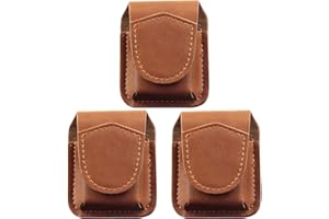 BESTonZON 3Pack Leather Lighter Cases with Magnetic Buckle, Cowhide Handcrafted Holder, Belt Waist Bag Coin Purses, for Lighter Anti- Scratch Storage Case Costume Accessories (Brown)