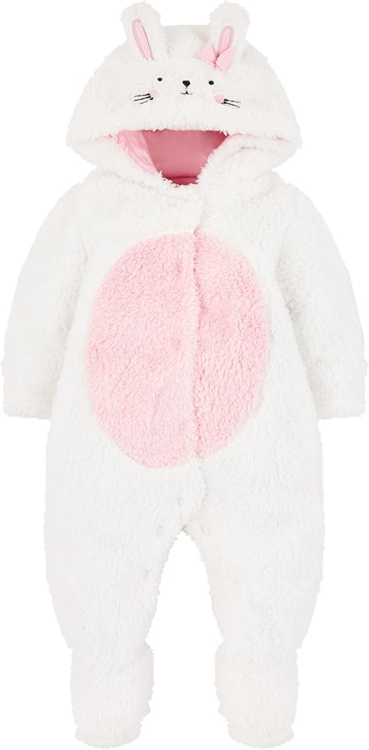 Mothercare Baby Girls Long Sleeve Bunny Fluffy Dressing Gown, White, 3