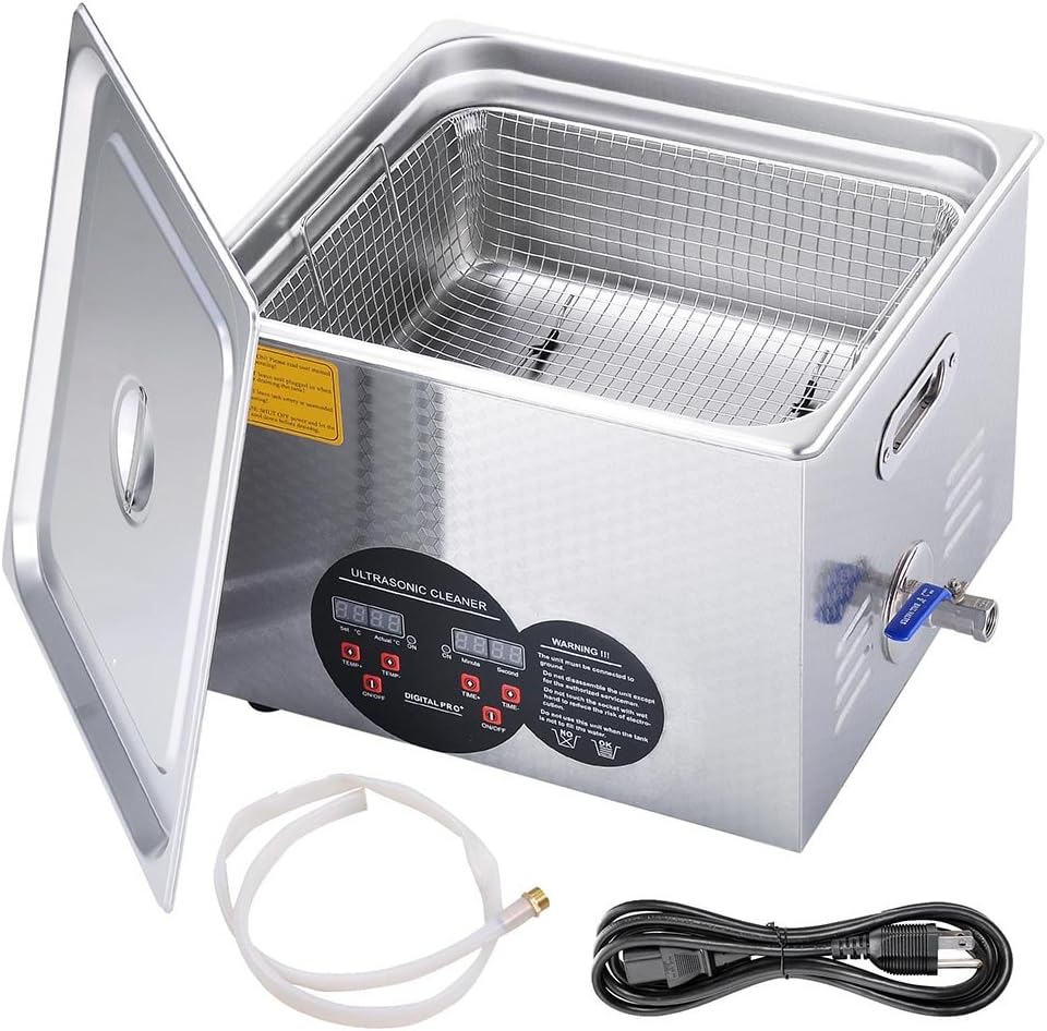 Ultrasonic Cleaner,Large 15L Professional Commercial Stainless Steel Industrial Ultrasonic Cleaner Jewelry Cleaner with Heater Timer Glasses Wash