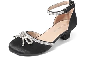 DREAM PAIRS Girls Dress Shoes Closed Toe Low Heels Ankle Strap Pumps for Toddler Little Big Kid Flower Party Wedding Princess