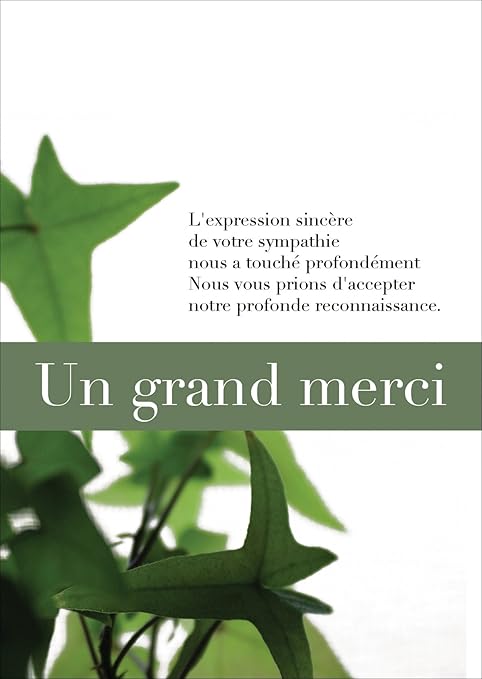 Biglietto Di Ringraziamento Lutto Morte Condoglianze Scritta In Francese Un Grand Merci L Expression Sincere De Votre Sympathie Nous A Touche Profondement Nous Vous Prions D Accepter Notre Profonde Reconnaissance Amazon It Casa E Cucina
