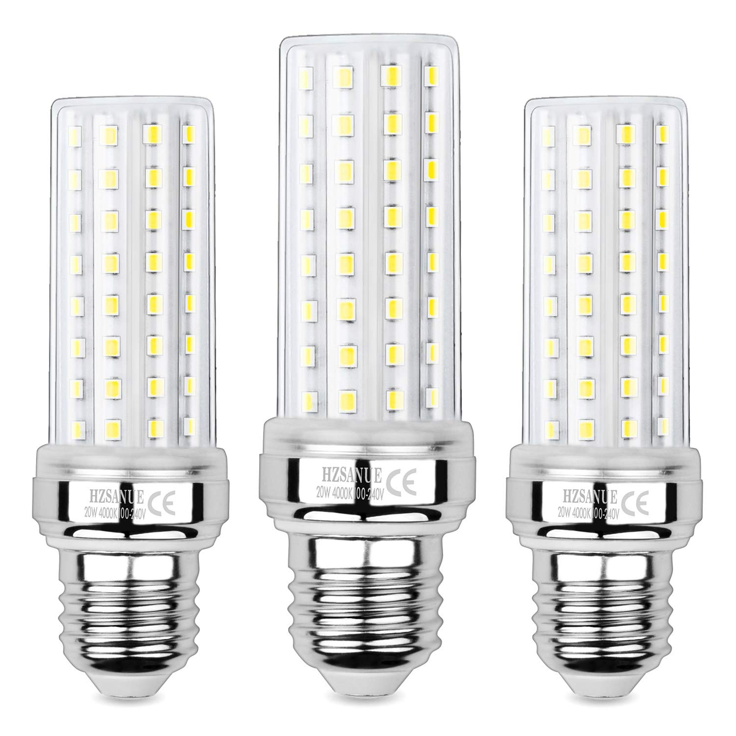 HZSANUE LED Corn Bulbs 20W, 150W Incandescent Bulbs Equivalent, 2300Lm, 4000 Kelvin Natural White, E27 Edison Screw, Pack of 3
