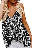 BLENCOT Women's Summer Button Down V Neck Polka Dot