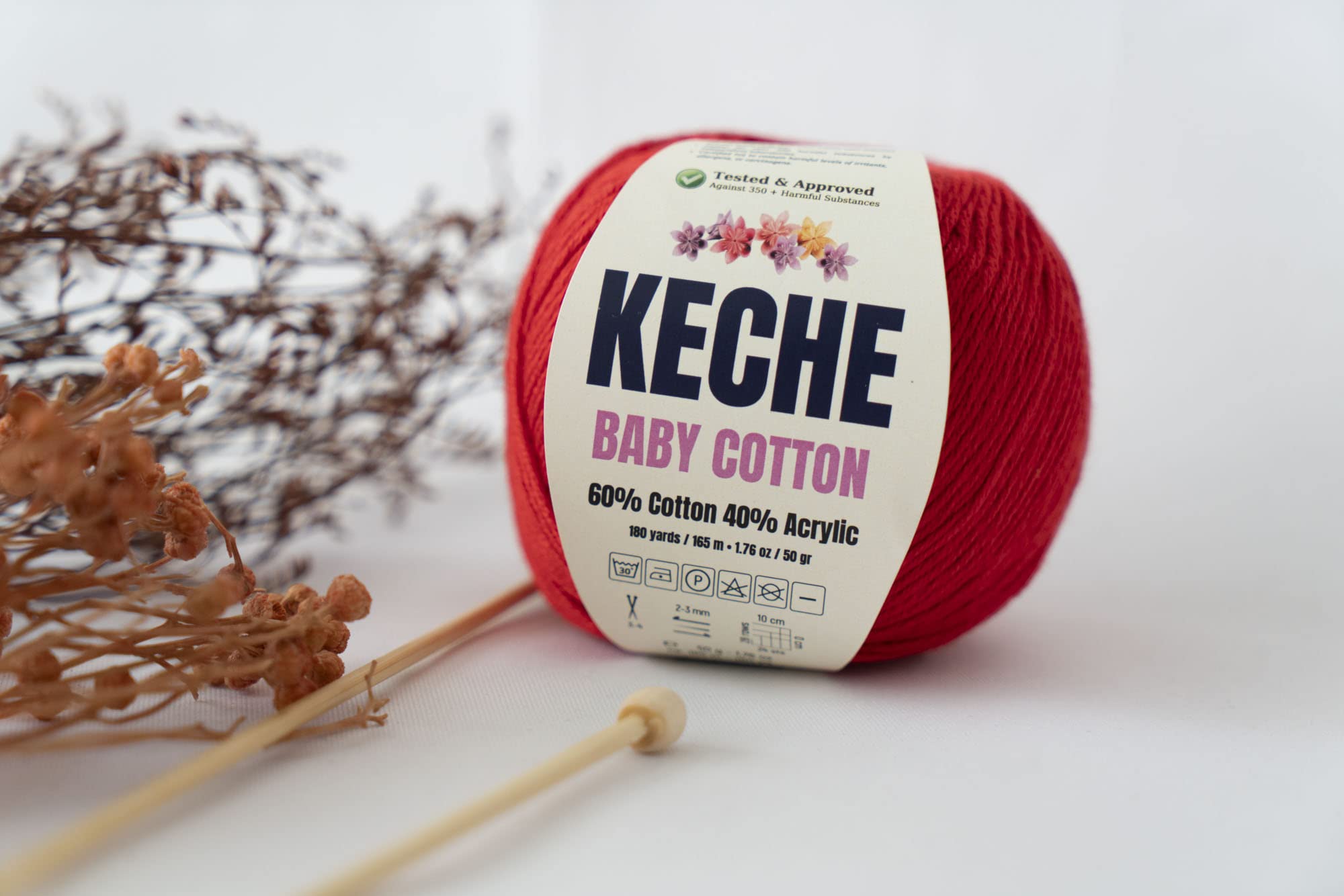 Keche Cotton Yarn, 60% Cotton 40% Acrylic Yarn, Soft Cotton Yarn for Crochet and Knitting, Amigurumi Yarn 1 Skein/Ball 1.76 Oz (50g) / 180 Yrds (165m) - Black