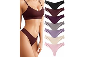 Oegho 7 Pack Seamless Thong Underwear for Women No Show Breathable Stretch Comfy Soft
