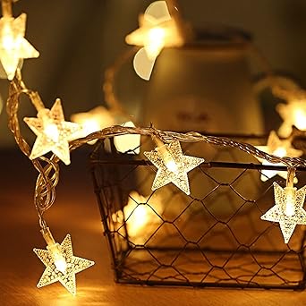 Ai Light 10m 80er Led Lichterkette Sterne Batterienbetriebene Warmweiß Wasserdichtinnen Und Außen Deko Glühbirne Weihnachtsbeleuchtung Für Party