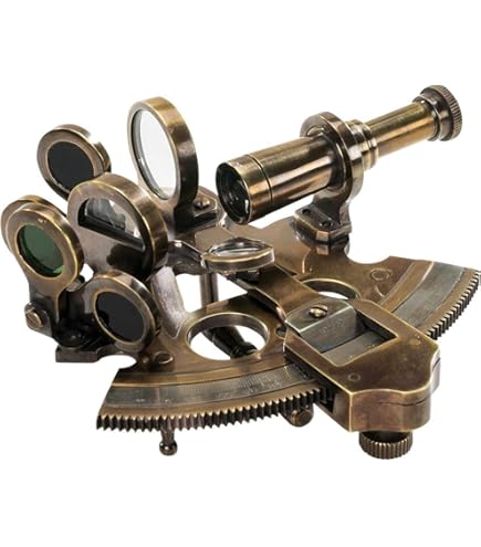 Brass Nautical Sextant With Wooden Box - Vintage Navigation Instrument & Decor
