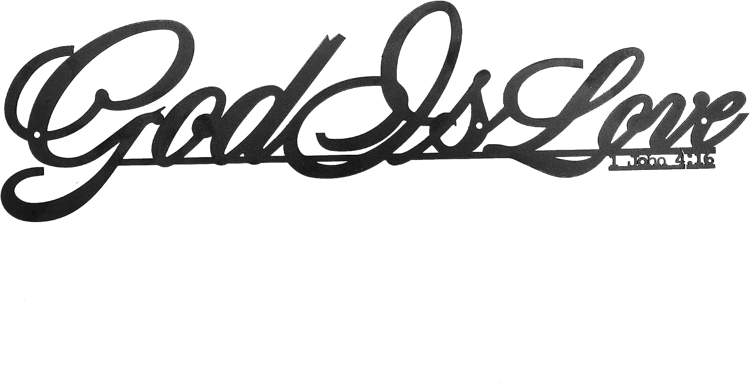 Plaques & Wall Art - Spiritual Spaces Durable Thick Metal Wall Decor - Spiritual Bible Quotations, Glossy Black Powder Coating, Water-Resistant - Robust and Long-Lasting, Ideal for Indoor & Outdoor Use, Uplift Your Spirit & Enhance Positive Energy (God Is Love)