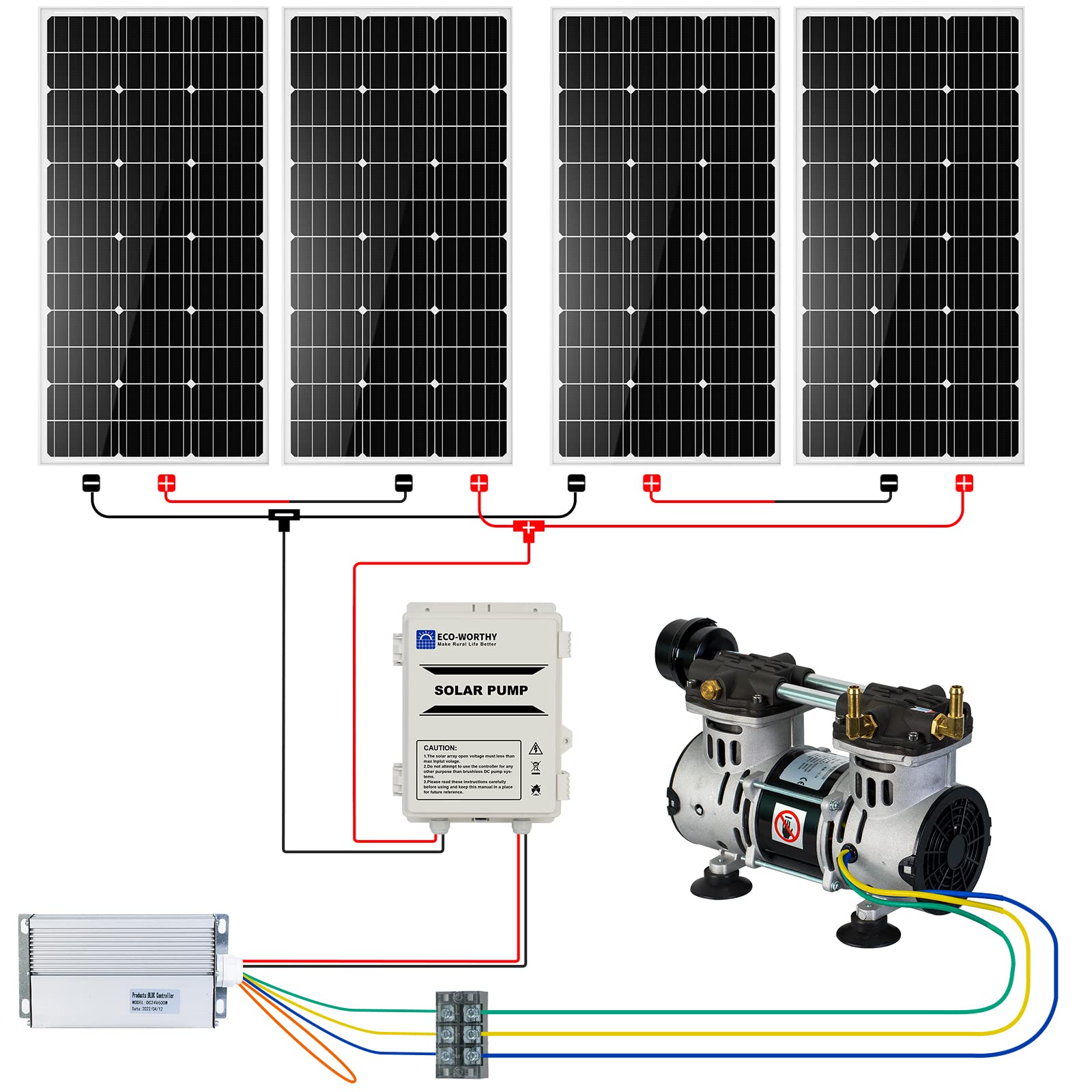 Solar Diffuser Assembly Mua Pond aerator Solar Powered, 300W DC Aeration Pump Powered by 400W ...