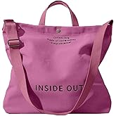 Canvas Tote Bag For Women inside out bag Crossbody Handbag with Adjustable Strap and Coin Purse for Work,Travel,Grocery