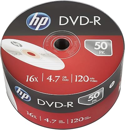 HP DVD-R 16x 4.7GB 50 Pack Blank Discs for Data Video Pictures
