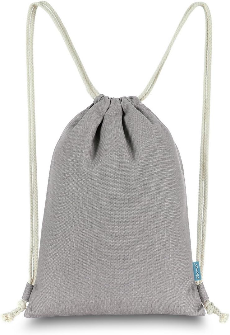 MiomaoDrawstring Backpack Simple Style String Bag Canvas Beach Sport Daypack