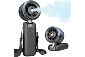 Bearwind Misting Fan Portable - Handheld Turbo Fan with Mist, Spray Water Mister Fans, 4000mAh Rechargeable, 5-Speeds, Person