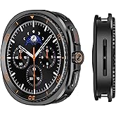Suphart 3 in 1 Metal Case Compatible with Samsung Galaxy Watch 8 Screen Protector 40mm, Rugged Protective Bumper with Back Frame + Tempered Glass Film for Galaxy Watch 40mm, Black/Orange