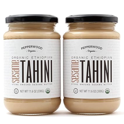 Organic Stone Ground Ethiopian Sesame Tahini Paste Hulled Unsalted Non Gmo Gluten Free Kosher Vegan Usda Organic Peanut Free Glass 11 6 Ounce 2 Pack Amazon Com Grocery Gourmet Food