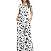 VIISHOW Women's Short Sleeve Loose Plain Maxi Dresses Casual Long Dresses with Pockets