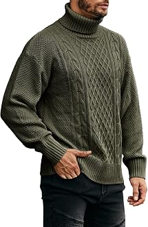 Angeun Mens Turtleneck Sweater Pullover 