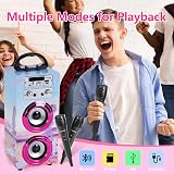 Dynasonic Karaoke Machine 2 mics Portable Bluetooth Speaker Lights USB SD view 3